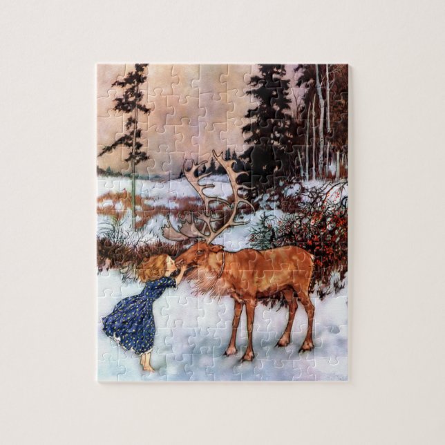 Puzzle Petite Fille et Élan (Vertical)