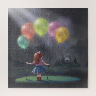 Puzzle Petite fille mignonne avec des ballons