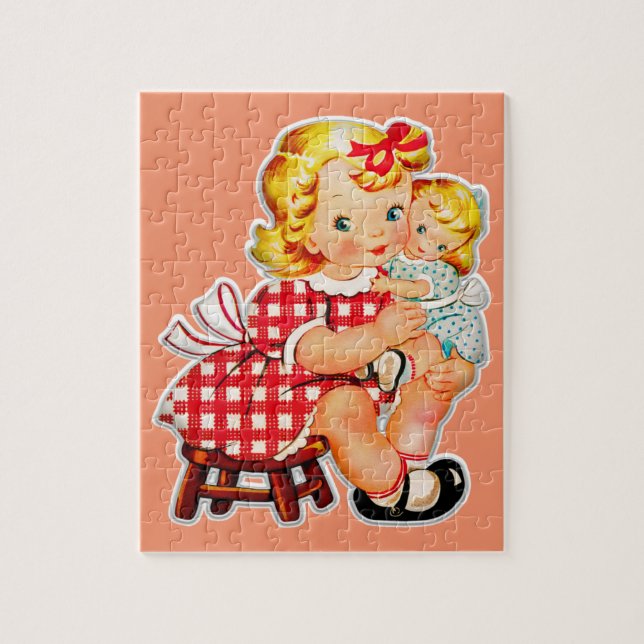 Puzzle Petite fille rétro vintage poupée enfant (Vertical)
