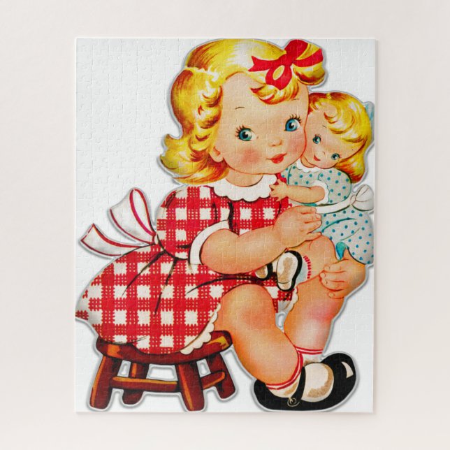 Puzzle Petite fille rétro vintage poupée enfant (Vertical)