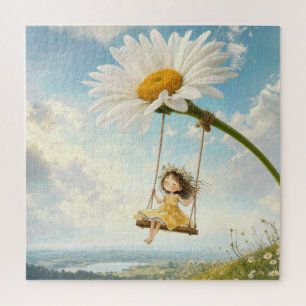 Puzzle Petite Fille sur une Balançoire en Marguerite