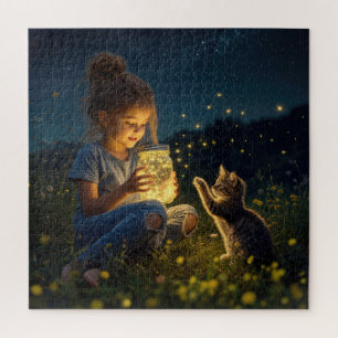 Puzzle Petite Fille Tenant un Pot de Lucioles