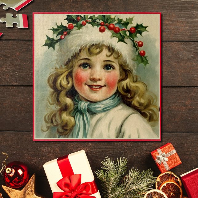 Puzzle Petite fille vintage avec mistletoe (Créateur téléchargé)