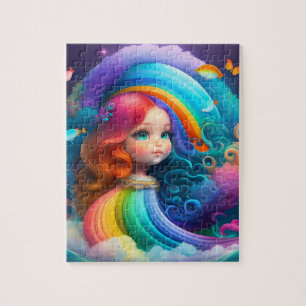 Puzzle Petite Princesse Colorée Avec Arc En Ciel