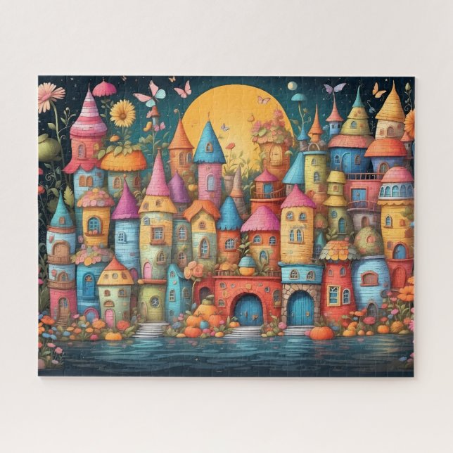 Puzzle petite ville de conte de fée fantastique (Horizontal)