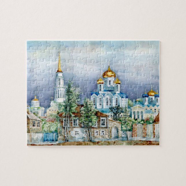 Puzzle Petite ville orthodoxe Zadonsk aquarelle (Horizontal)