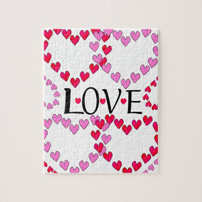 Puzzle Petits coeurs rose rouge AMOUR (Vertical)