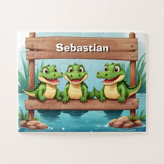 Puzzle Petits crocodiles personnalisés (Horizontal)