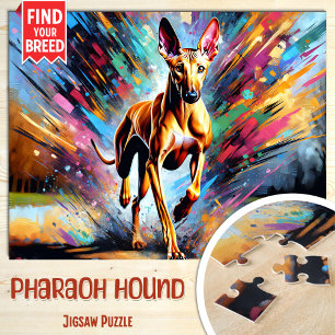 Puzzle Pharaon Hound Dog Portrait Acrylique Art Print Chi