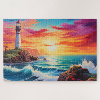Puzzle 🌅 phare au coucher du soleil