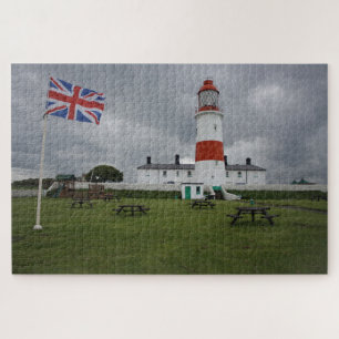 Puzzle Phare avec le drapeau britannique