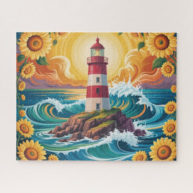 Puzzle Phare avec tournesols (Horizontal)