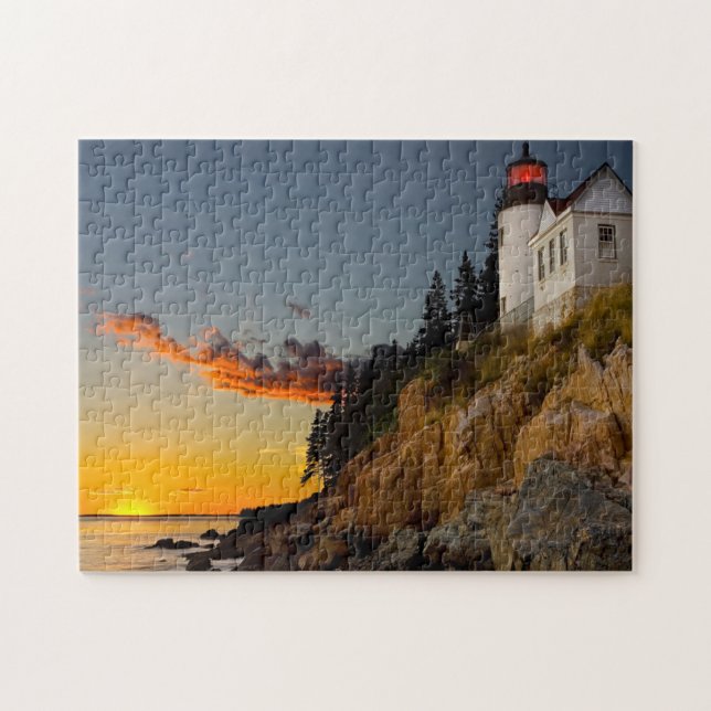 Puzzle Phare Bar Harbour Maine. (Horizontal)