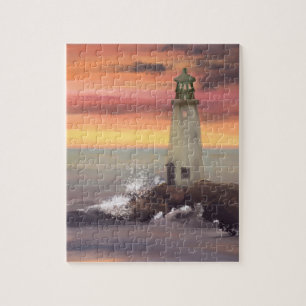 Puzzle Phare Côtier Avec Ciel Rose Et Orange