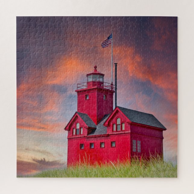 Puzzle Phare de Big Red Michigan (Vertical)