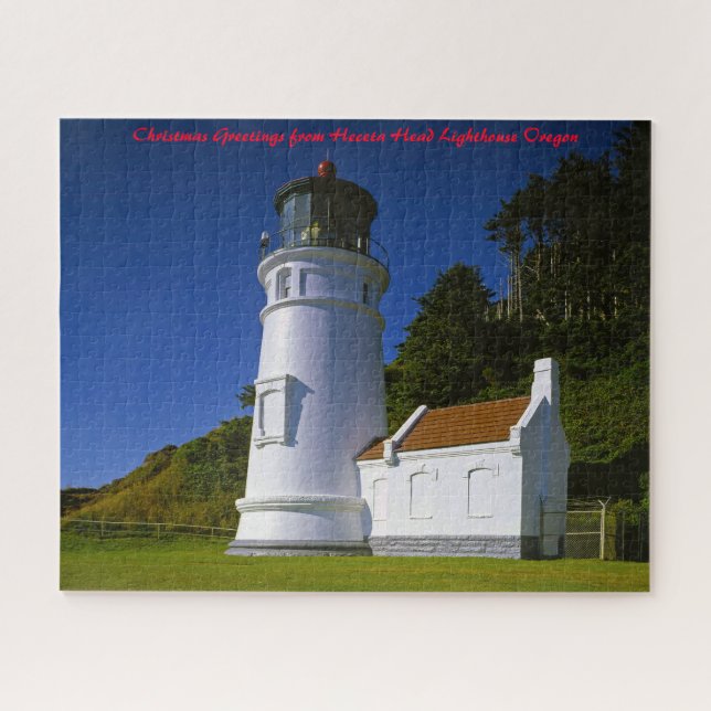 Puzzle Phare de Heceta Head Oregon. Vœux de Noël (Horizontal)
