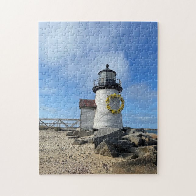 Puzzle Phare de Nantucket avec couronne de printemps (Vertical)