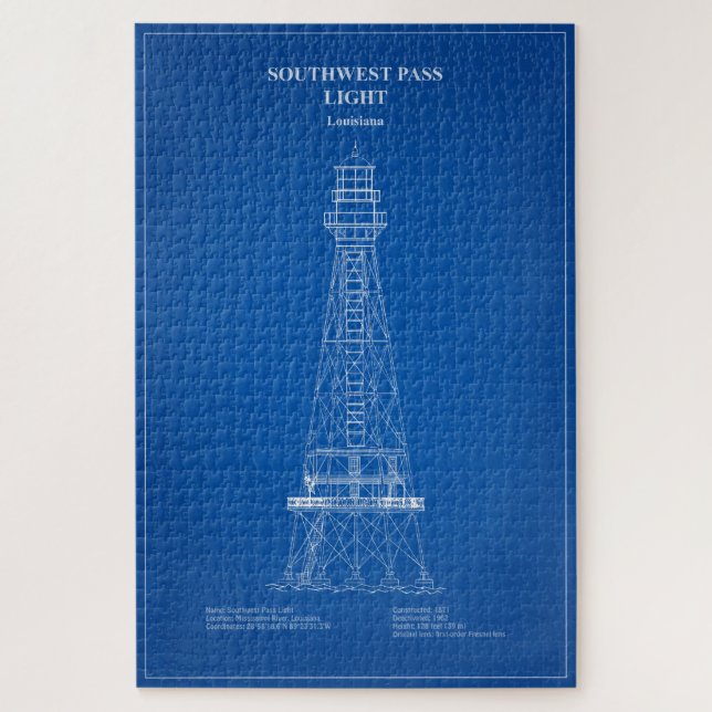 Puzzle Phare de Southwest Pass - Louisiana - AD (Vertical)
