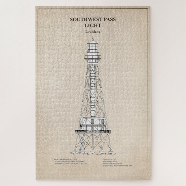 Puzzle Phare de Southwest Pass - Louisiana - SBD (Vertical)