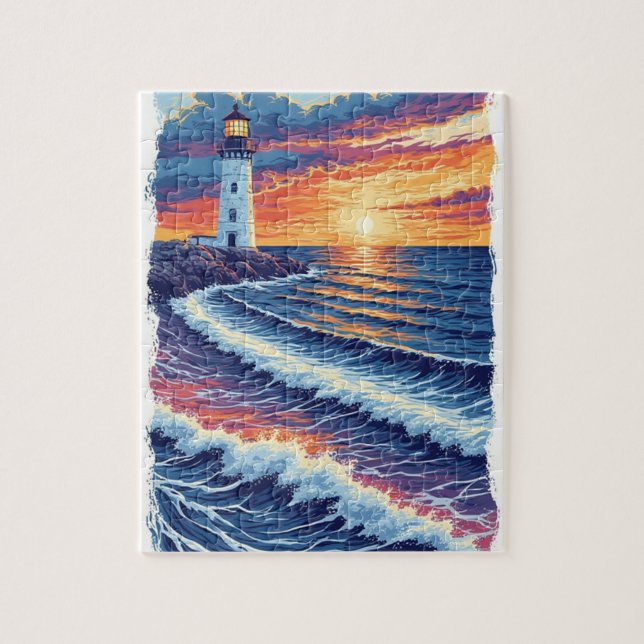 Puzzle Phare du ciel de coucher de soleil  (Vertical)