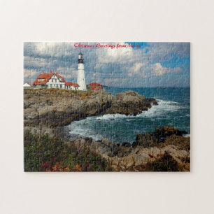 Puzzle Phare du Maine. voeux de Noël