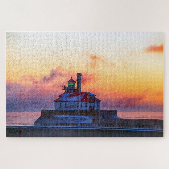 Puzzle Phare Duluth Minnesota avec fumée de mer (Horizontal)