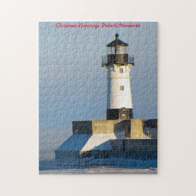 Puzzle Phare Duluth  Minnesota.Joyeux Noël (Vertical)