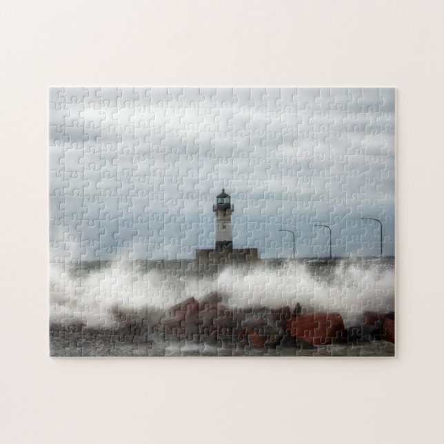Puzzle Phare et vagues Duluth Minnesota Jigsaw Puz (Horizontal)