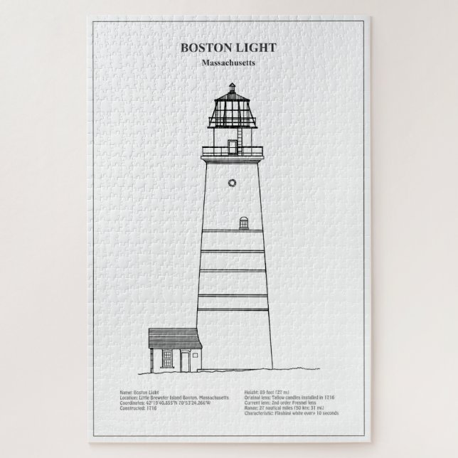 Puzzle Phare Lumière de Boston - Massachusetts - BD (Vertical)