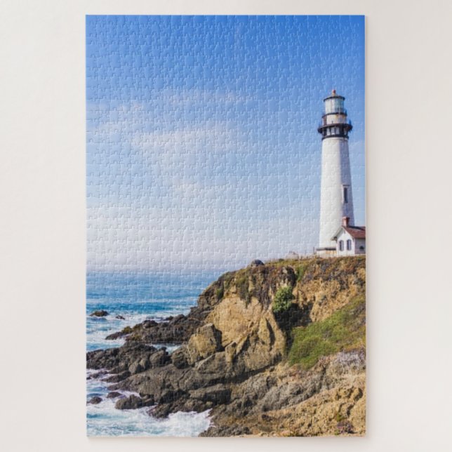 Puzzle Phare sur la colline bleu ciel maison blanche océa (Vertical)