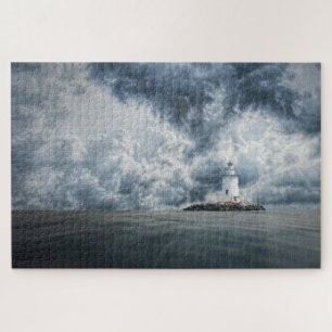 Puzzle Phare sur l'île tempête nuages beaux art