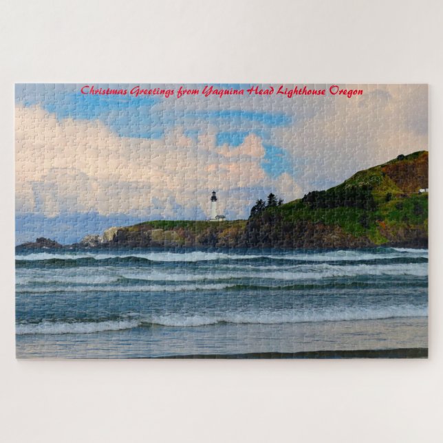 Puzzle Phare Yaquina  Oregon. Vœux de Noël (Horizontal)