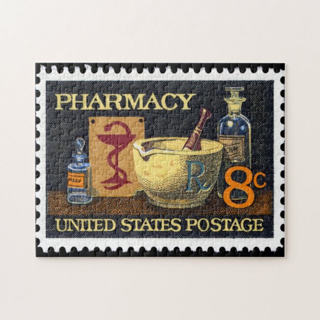 Puzzle Pharmaciens Timbre Rx~Pharmacien ~Druggist~Apothec (Horizontal)