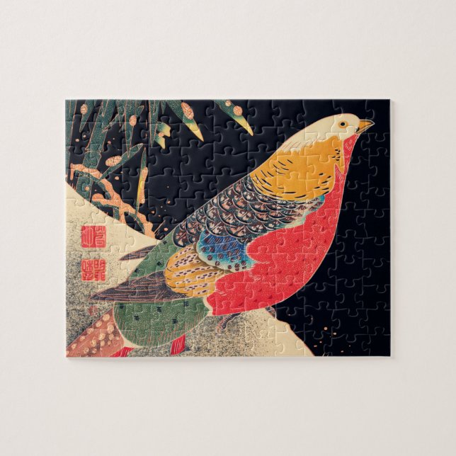 Puzzle Phéasant d'or dans la neige par Ito Jakuchu (Horizontal)