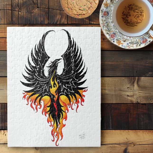 Puzzle Phénix Ardente Oiseau de Feu Tribal Noir Flammes (Créateur téléchargé)