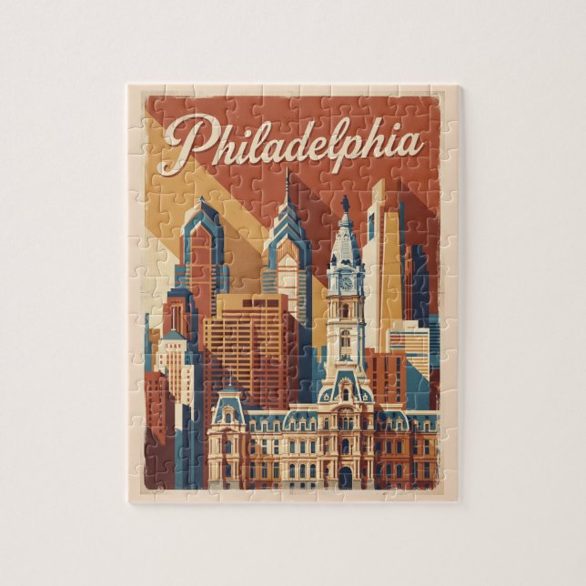Puzzle Philadelphie Pennsylvanie Voyage Rétro (Vertical)