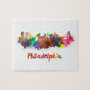 Puzzle Philadelphie skyline in watercolor