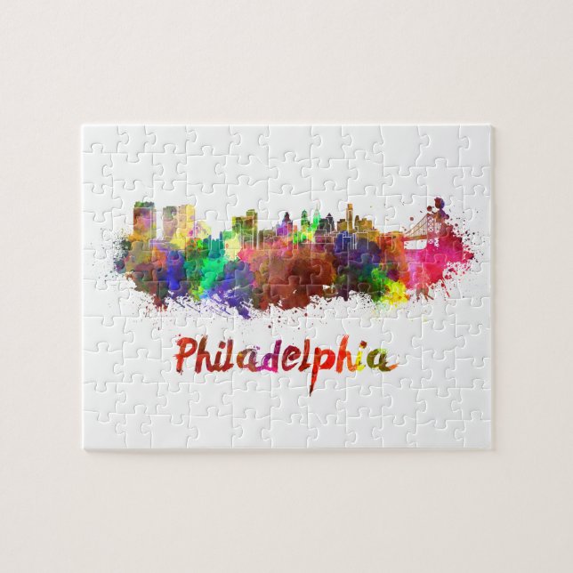 Puzzle Philadelphie skyline in watercolor (Horizontal)