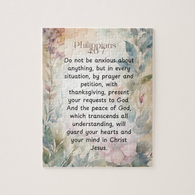Puzzle Philippiens 4:6-7 Verset de la Bible chrétienne Aq (Vertical)