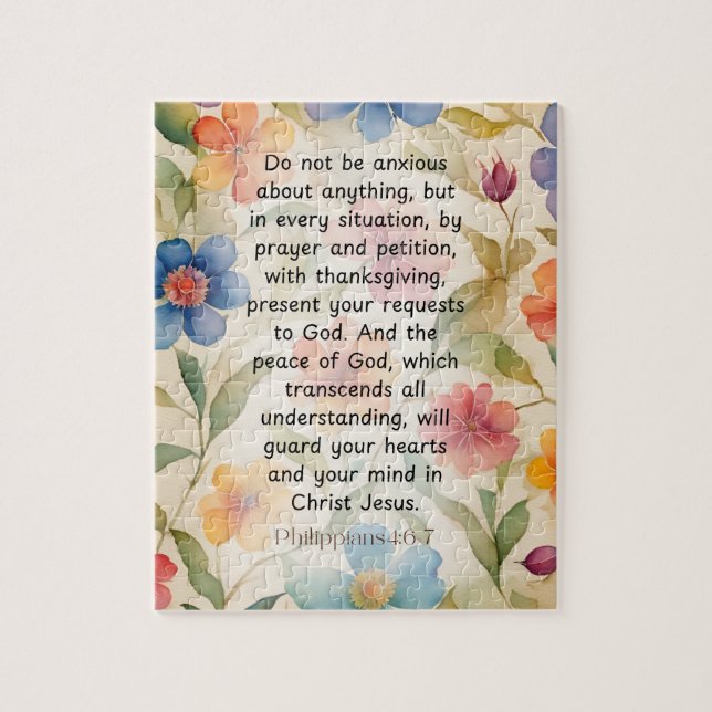 Puzzle Philippiens 4:6-7 Verset de la Bible chrétienne Aq (Vertical)