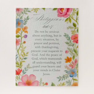 Puzzle Philippiens 4:6–7 Verset de la Bible en aquarelle