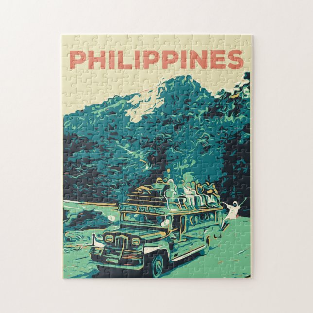 Puzzle Philippines, Jeepney in Luzon, cordillère centrale (Vertical)