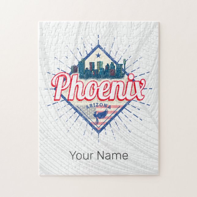 Puzzle Phoenix Arizona États-Unis Skyline Vintage USA (Vertical)