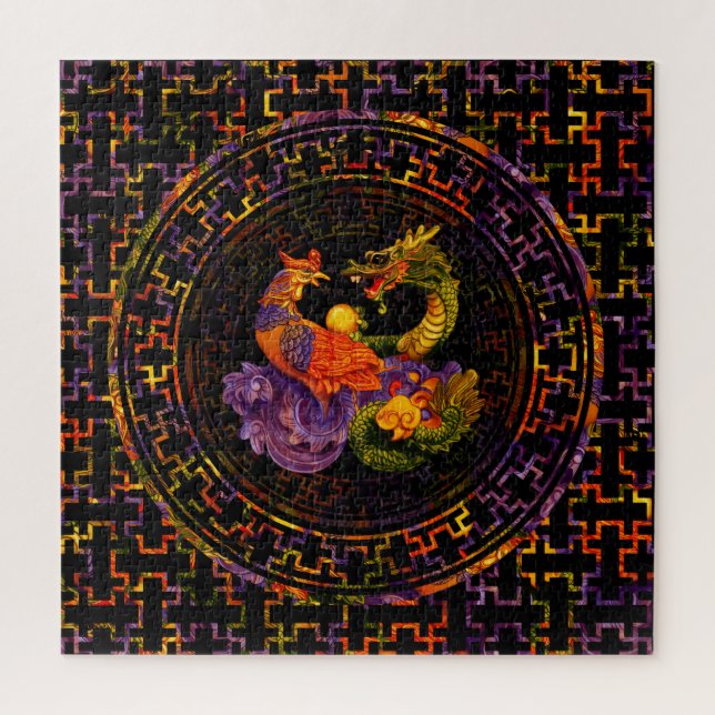 Puzzle Phoenix et Dragon - en couleur (Vertical)