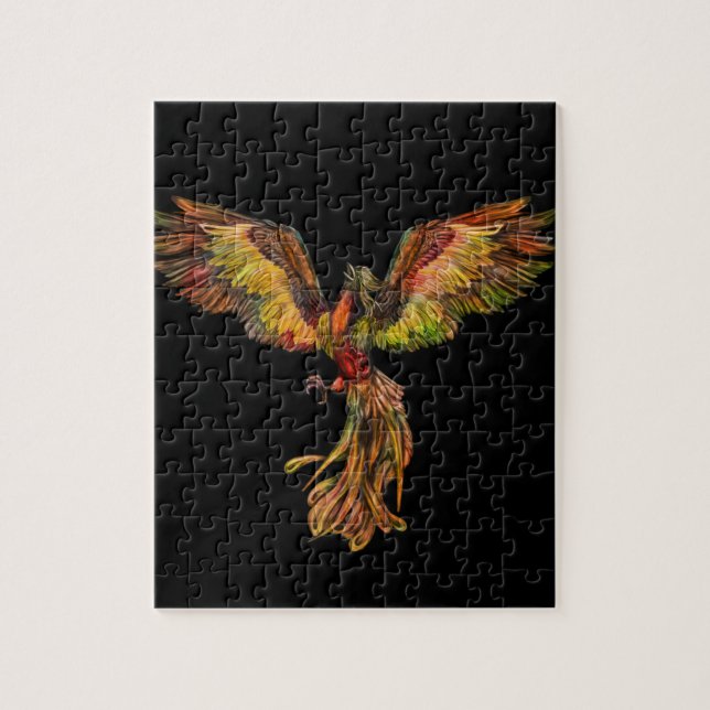 Puzzle Phoenix se levant - sur le noir (Vertical)