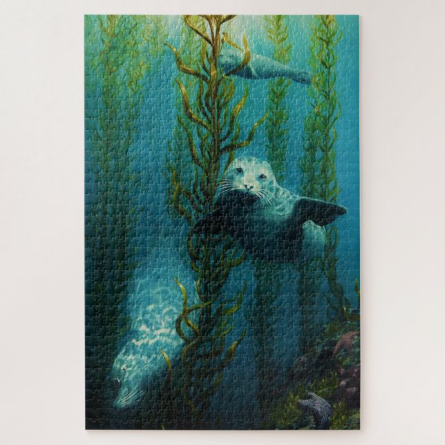 Puzzle Phoques sous l'eau, nage, lion de mer, phoque du p (Vertical)