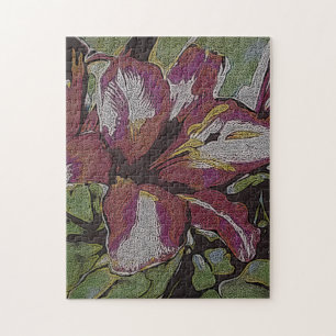 Puzzle photo abstraite colorée de fleur de lys rouge