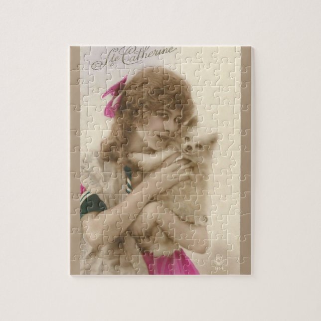 Puzzle Photo antique Victorian Woman and Dog (Vertical)