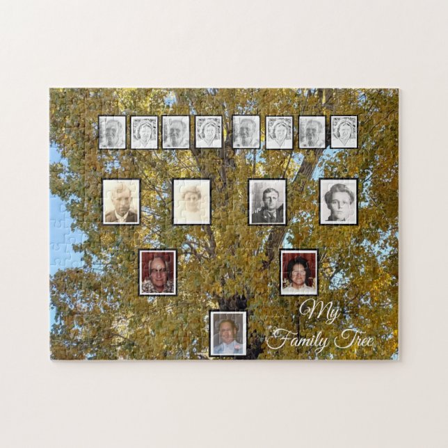 Puzzle Photo arbre de famille avec feuilles d'automne Jig (Horizontal)
