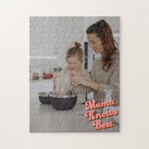 Puzzle Photo avec lettrage rose marron Mama Knows Best